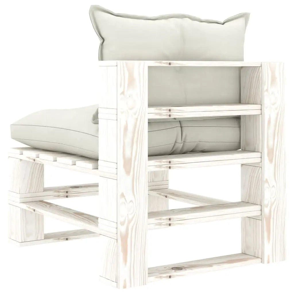 vidaXL Poltrona Centrale da Giardino Pallet con Cuscini Beige in Legno VIDAXL