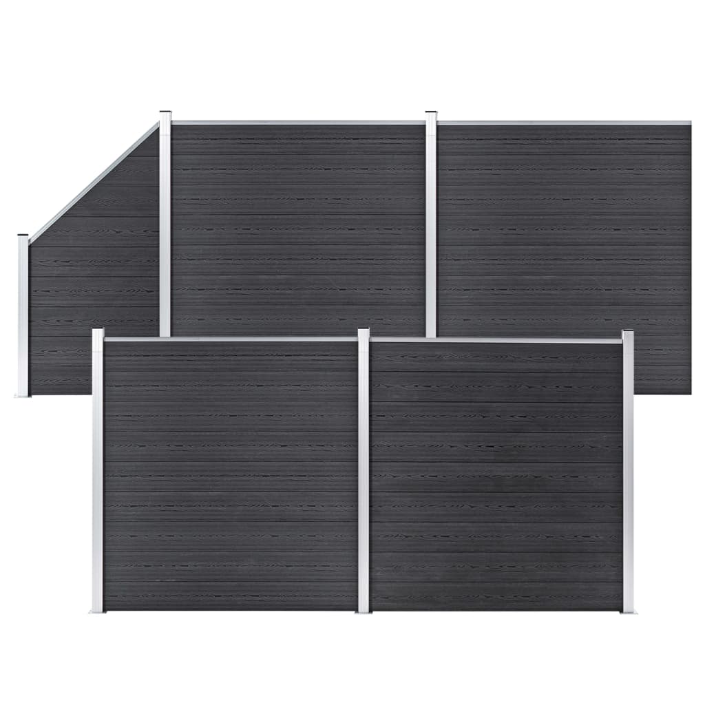 vidaXL Pannelli Recinzione WPC 4 Quadrati 1 Inclinato 792x186 cm Grigi