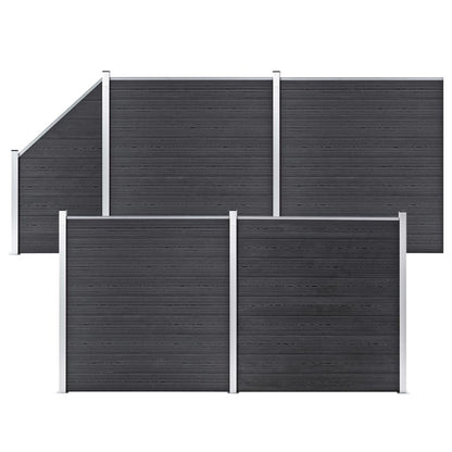 vidaXL Pannelli Recinzione WPC 4 Quadrati 1 Inclinato 792x186 cm Grigi