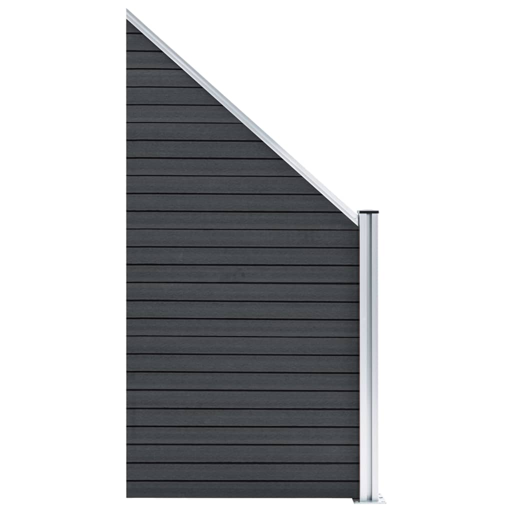 vidaXL Pannelli Recinzione WPC 4 Quadrati 1 Inclinato 792x186 cm Grigi