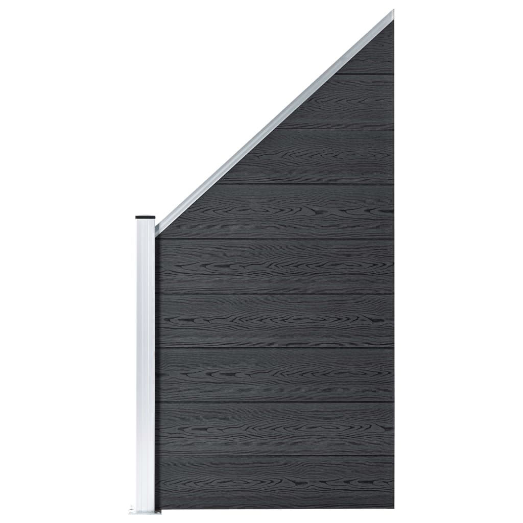 vidaXL Pannelli Recinzione WPC 4 Quadrati 1 Inclinato 792x186 cm Grigi