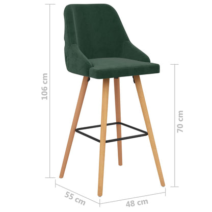vidaXL Sgabelli da Bar 2 pz Verde Scuro in Velluto