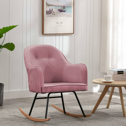 vidaXL Sedia a Dondolo Rosa in Velluto