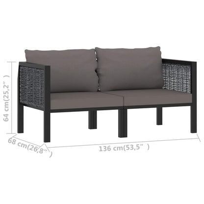 vidaXL Divano a 2 Posti con Cuscini Antracite in Polyrattan
