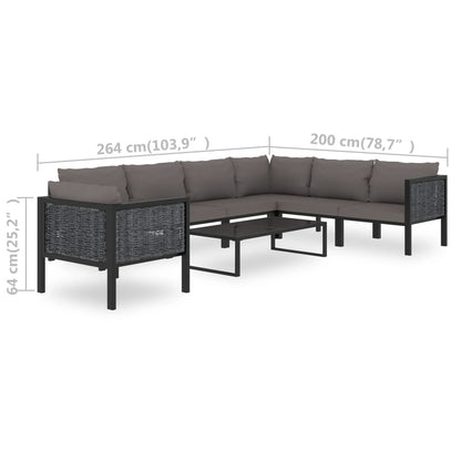 vidaXL Set Divani da Giardino 8 pz con Cuscini in Polyrattan Antracite