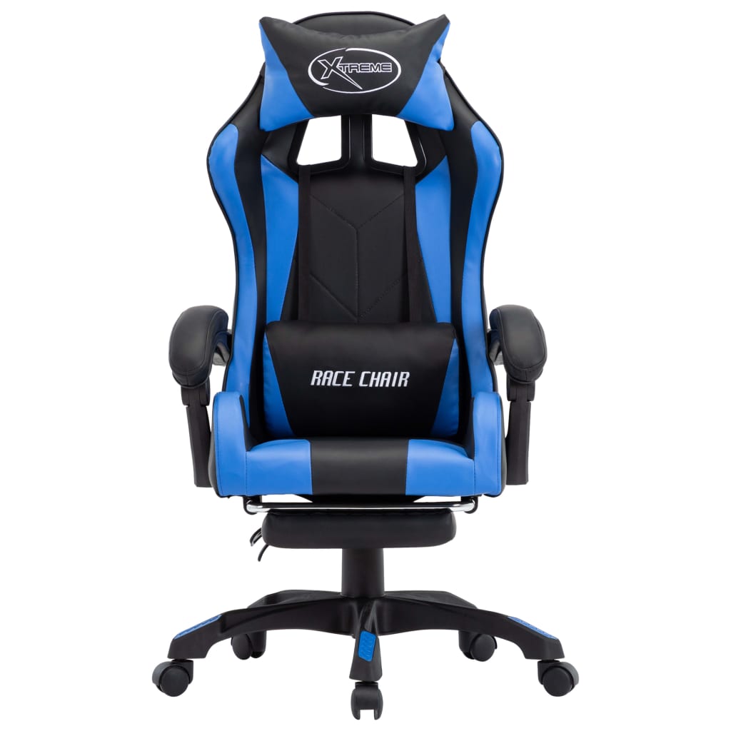 vidaXL Sedia da Gaming con Poggiapiedi Blu e Nera in Similpelle