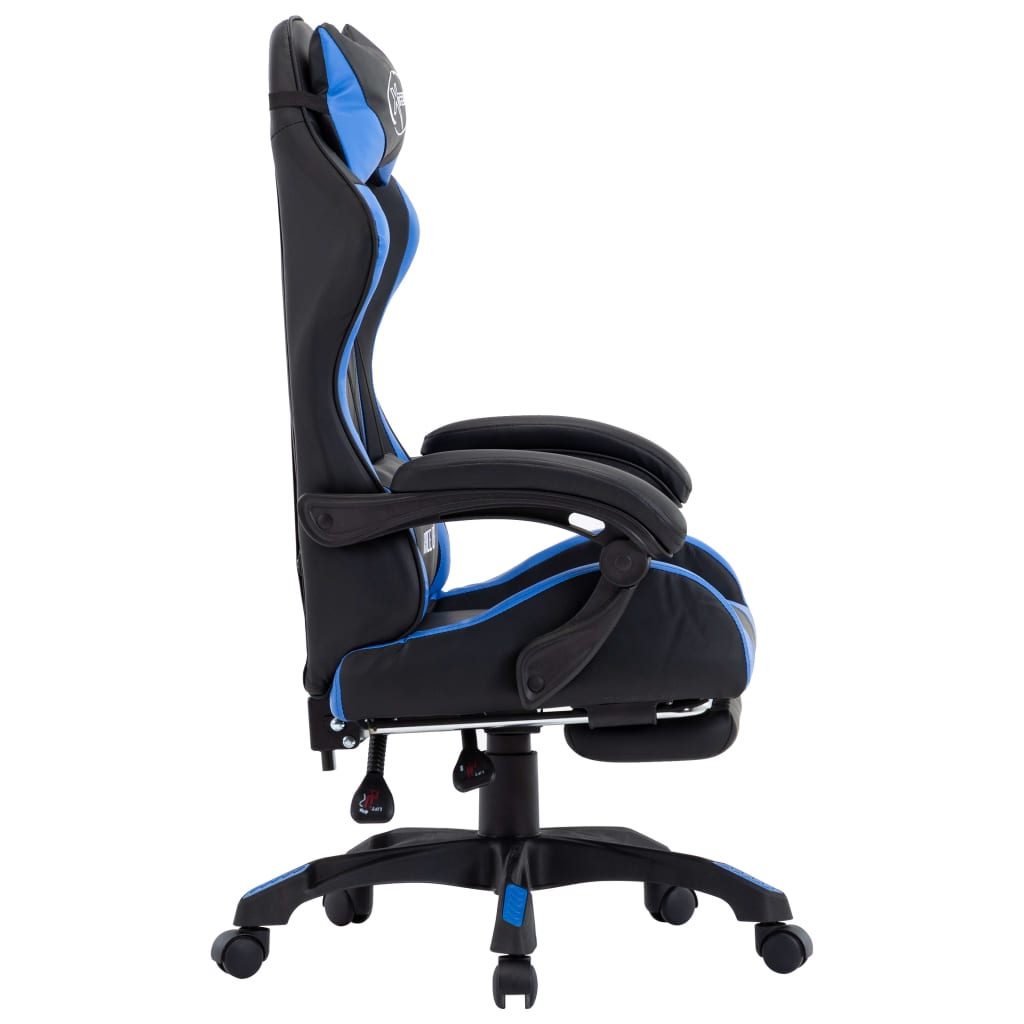 vidaXL Sedia da Gaming con Poggiapiedi Blu e Nera in Similpelle