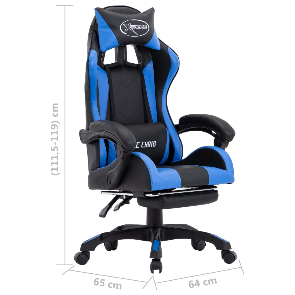 vidaXL Sedia da Gaming con Poggiapiedi Blu e Nera in Similpelle