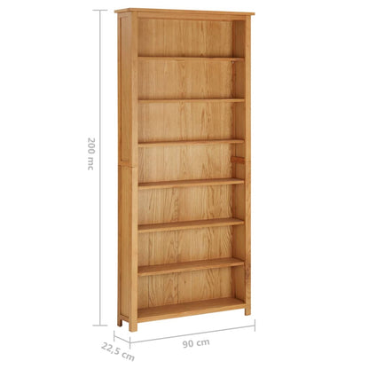 vidaXL Libreria a 7 Ripiani 90x22,5x200 cm in Massello di Rovere