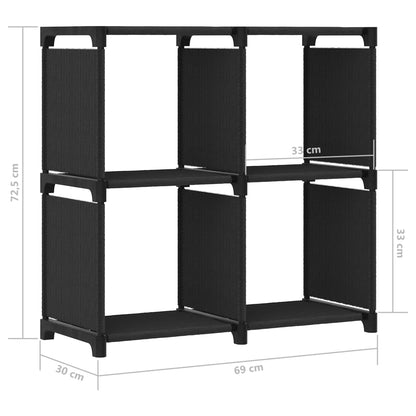 vidaXL Mensola con 4 Vani a Cubo Nera 69x30x72,5 cm in Tessuto