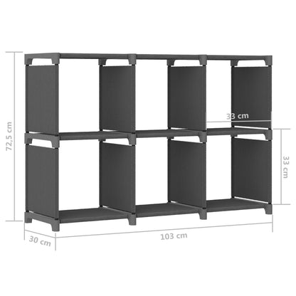 vidaXL Mensola con 6 Vani a Cubo Grigia 103x30x72,5 cm in Tessuto