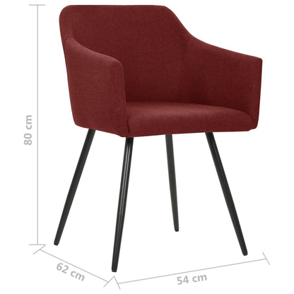 323101 vidaXL Dining Chairs 2 pcs Wine Red Fabric