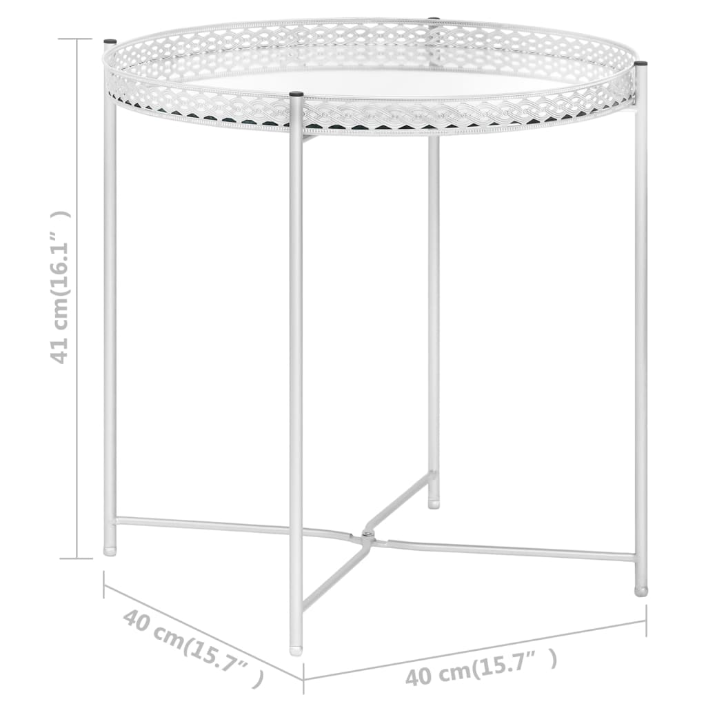 vidaXL Tavolino Laterale Argento 40x40x41 cm in Vetro