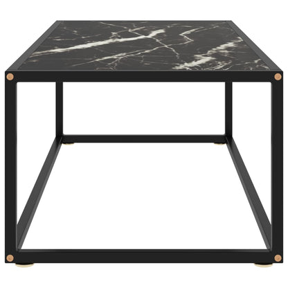 vidaXL Tavolino da Salotto Nero con Vetro Marmo Nero 100x50x35 cm