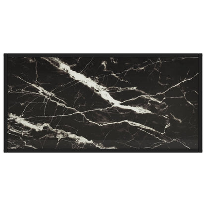 vidaXL Tavolino da Salotto Nero con Vetro Marmo Nero 100x50x35 cm