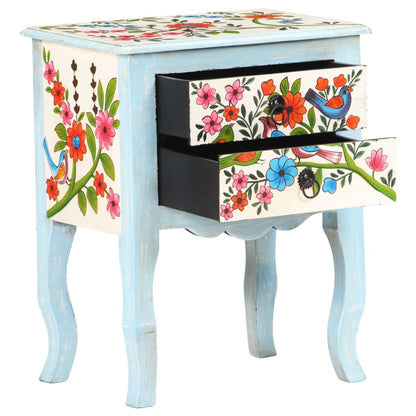 vidaXL Comodino Dipinto a Mano 40x30x50 cm in Legno Massello di Mango