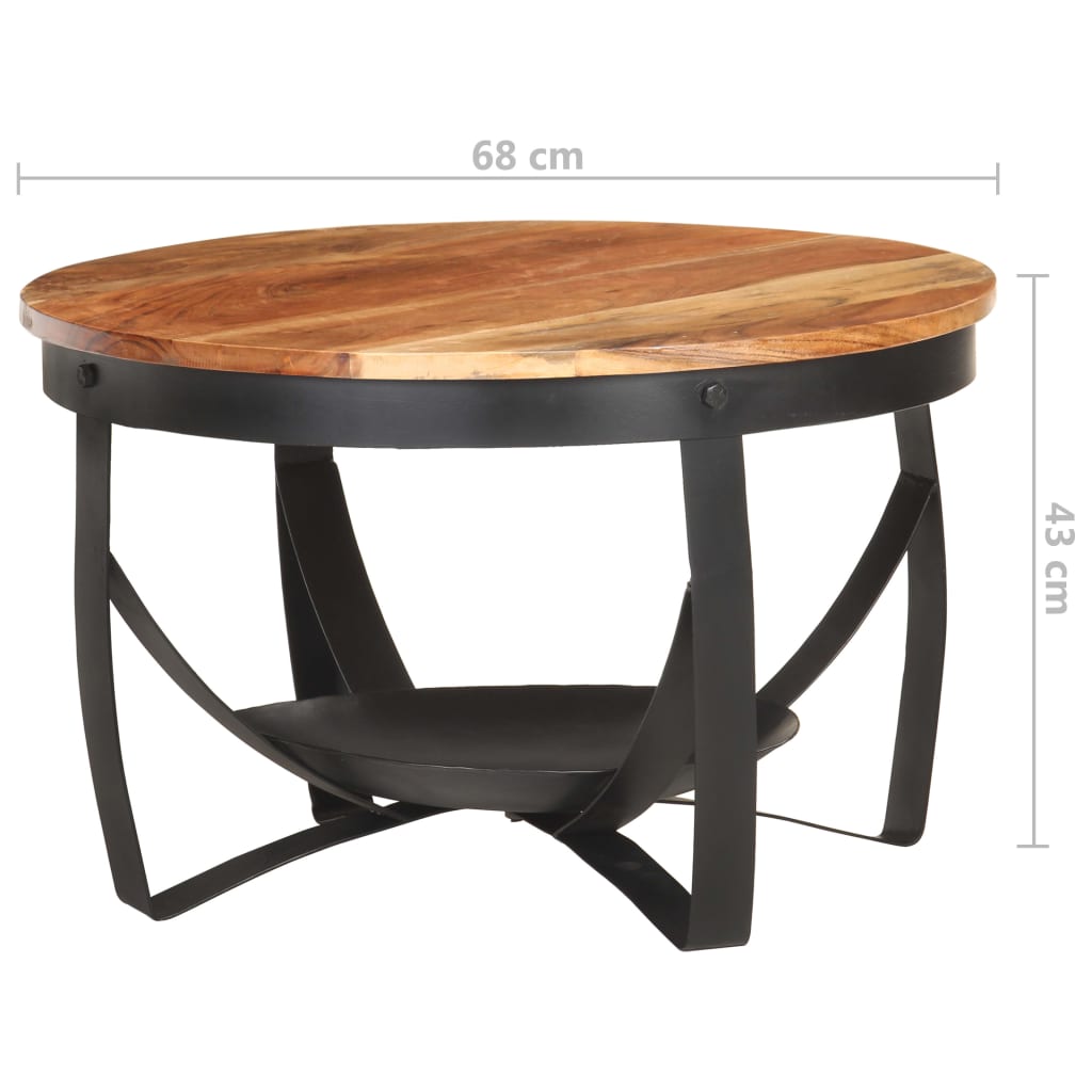 vidaXL Tavolino da Salotto Ø68x43 cm in Legno Massello di Acacia