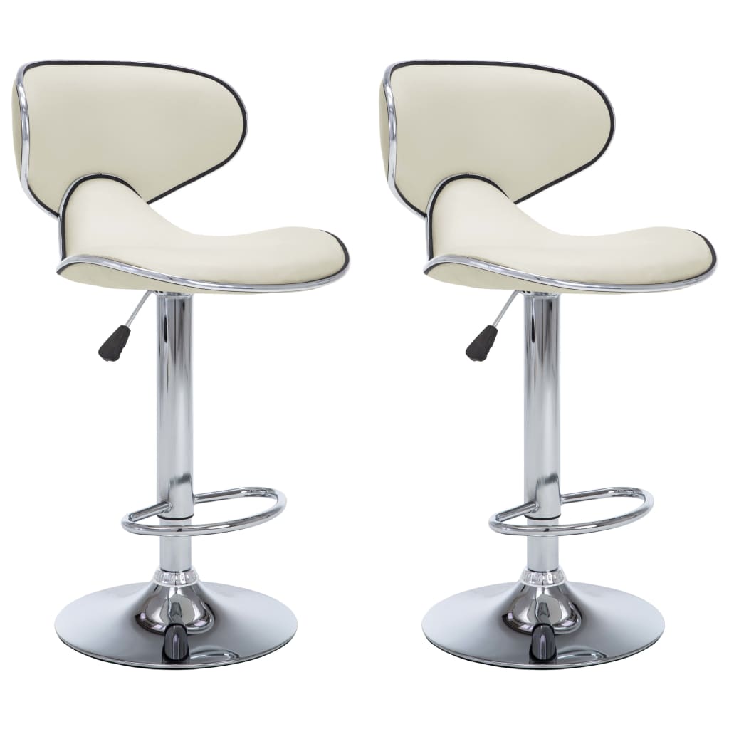 323647 vidaXL Bar Stools 2 pcs Cream Faux Leather