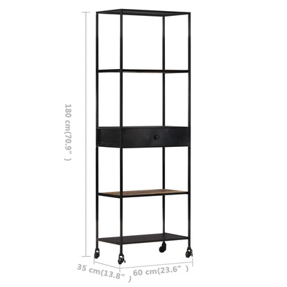 vidaXL Libreria 60x35x180 cm in Legno di Mango Grezzo e Ferro