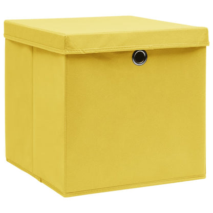 vidaXL Contenitori con Coperchi 4 pz 28x28x28 cm Giallo