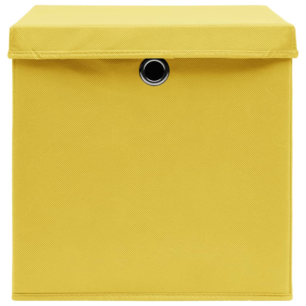 vidaXL Contenitori con Coperchi 4 pz 28x28x28 cm Giallo