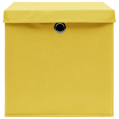 vidaXL Contenitori con Coperchi 4 pz 28x28x28 cm Giallo