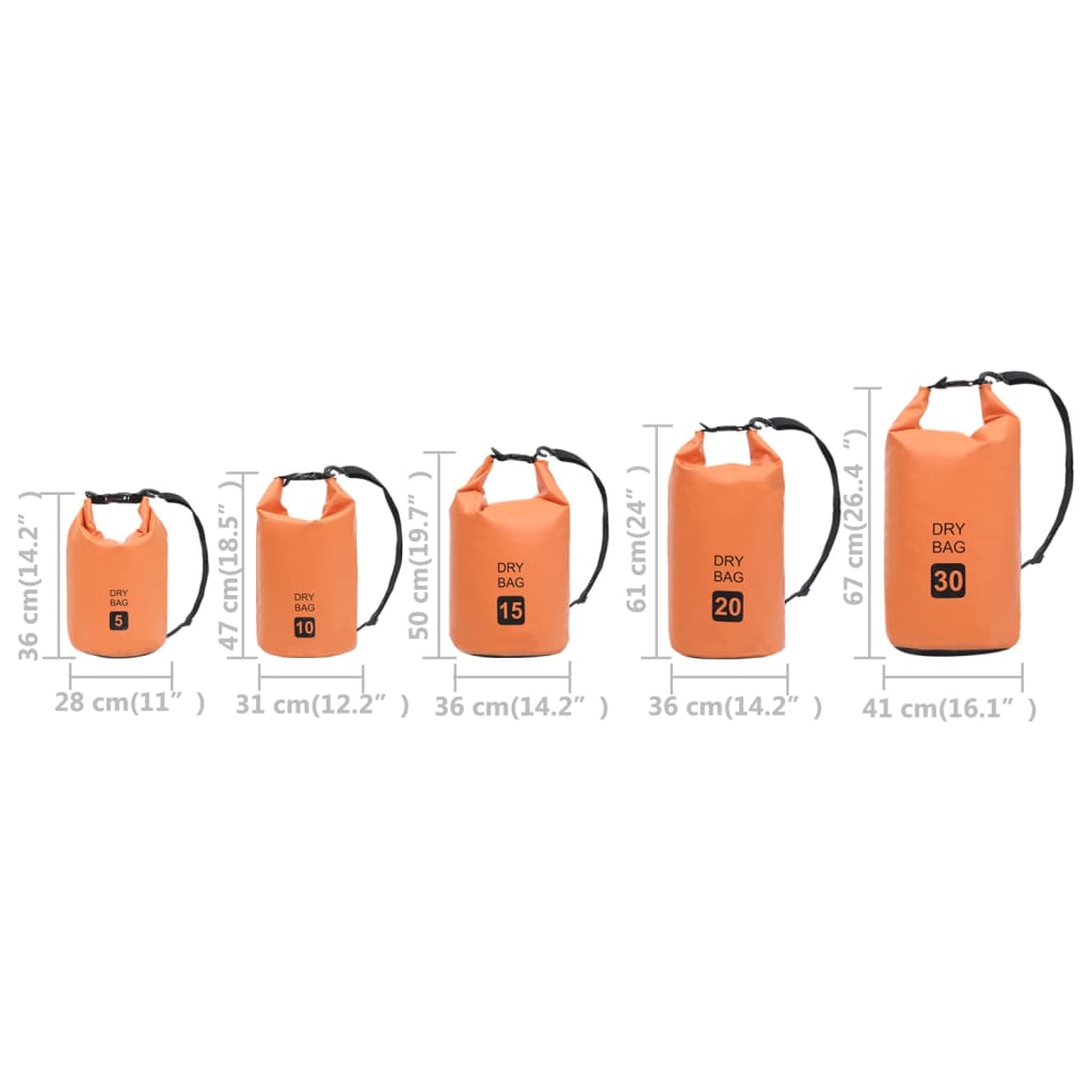 vidaXL Borsa Impermeabile Arancione 20 L in PVC