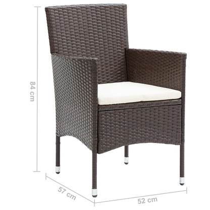 vidaXL Sedie da Pranzo per Giardino 2 pz in Polyrattan Marrone