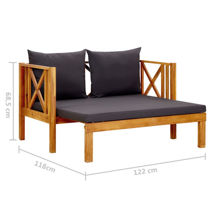 vidaXL Panca da Giardino 2 Posti con Cuscini 122cm Massello di Acacia