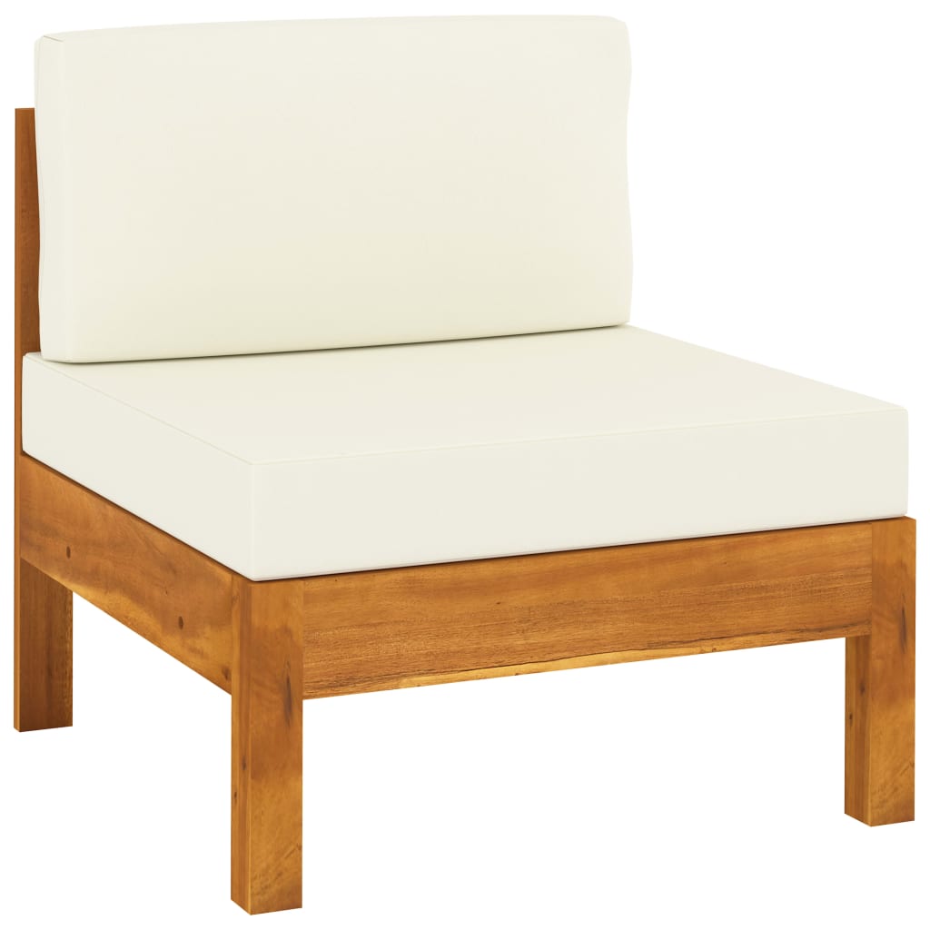 vidaXL Divani Centrali 2 pz con Cuscini Bianco Crema Massello Acacia