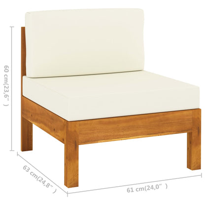 vidaXL Divani Centrali 2 pz con Cuscini Bianco Crema Massello Acacia