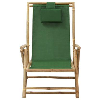 vidaXL Sedia Relax Reclinabile Verde in Bambù e Tessuto