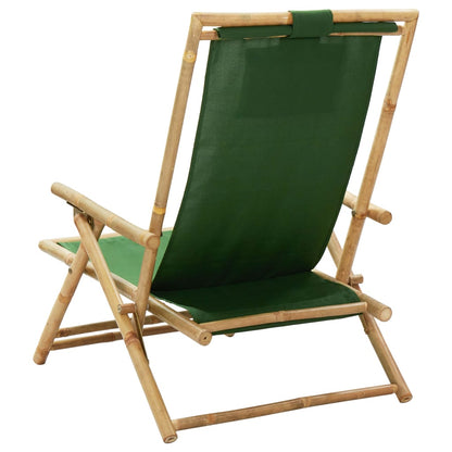 vidaXL Sedia Relax Reclinabile Verde in Bambù e Tessuto