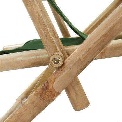 vidaXL Sedia Relax Reclinabile Verde in Bambù e Tessuto