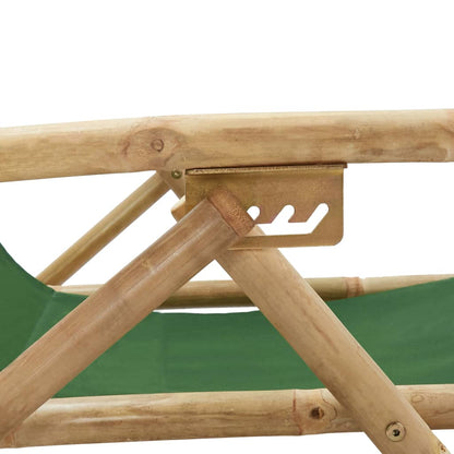 vidaXL Sedia Relax Reclinabile Verde in Bambù e Tessuto