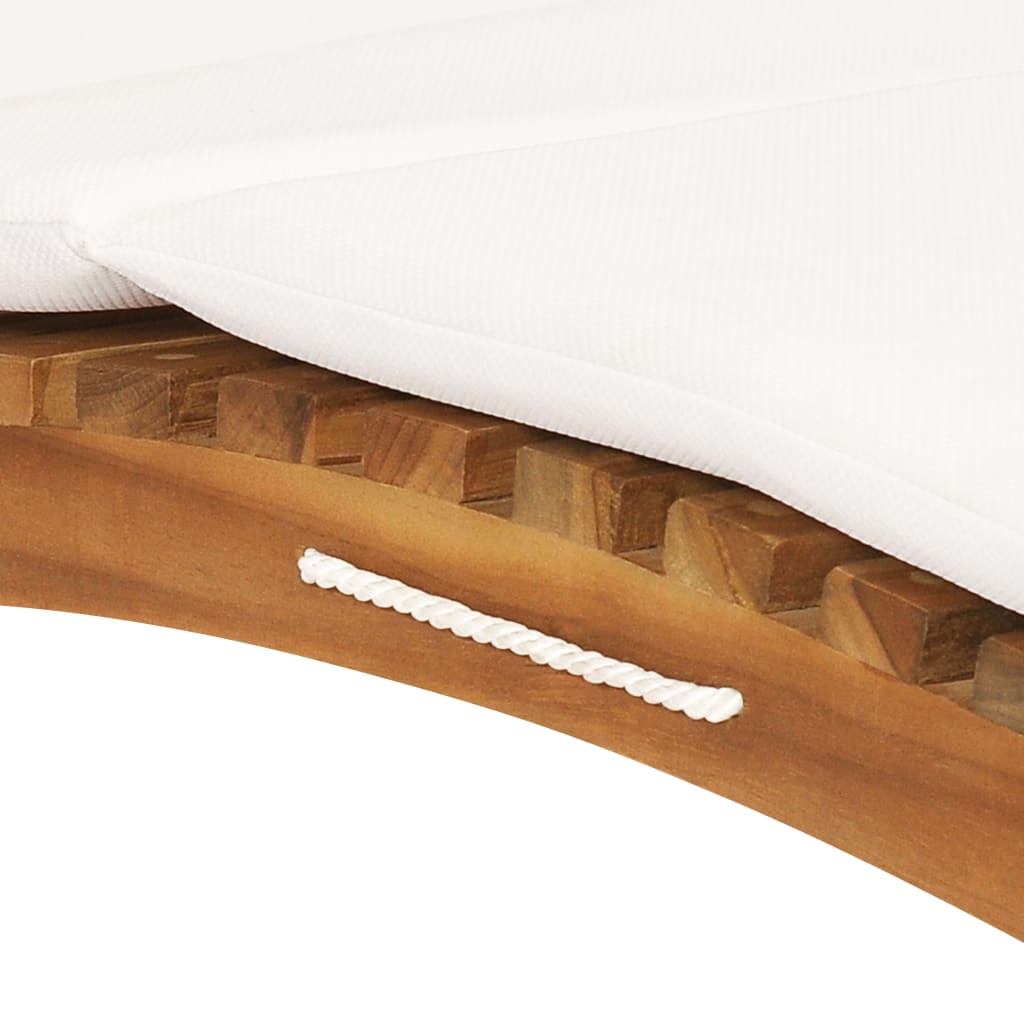 idaXL Lettino Prendisole Pieghevole con Cuscino Bianco Crema in Teak