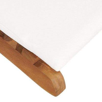 idaXL Lettino Prendisole Pieghevole con Cuscino Bianco Crema in Teak