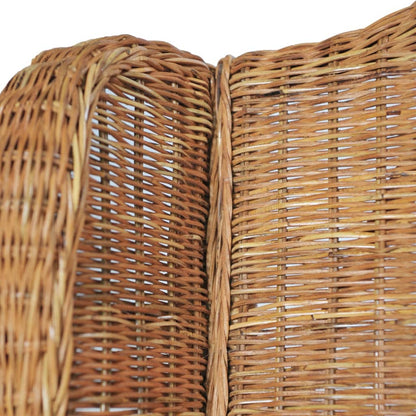 vidaXL Poltrona con Cuscino Marrone Chiaro in Rattan Naturale e Lino