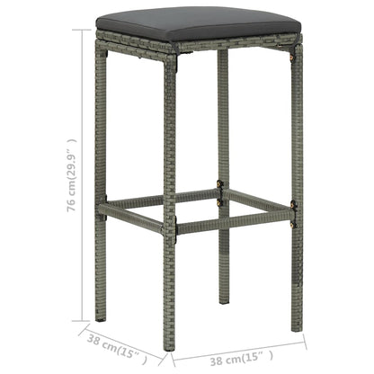 vidaXL Sgabelli da Bar con Cuscini 6 pz Grigi in Polyrattan
