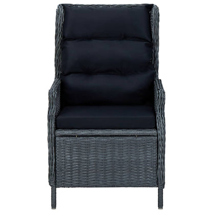 vidaXL Sedia da Giardino Reclinabile e Cuscino Polyrattan Grigio Scuro