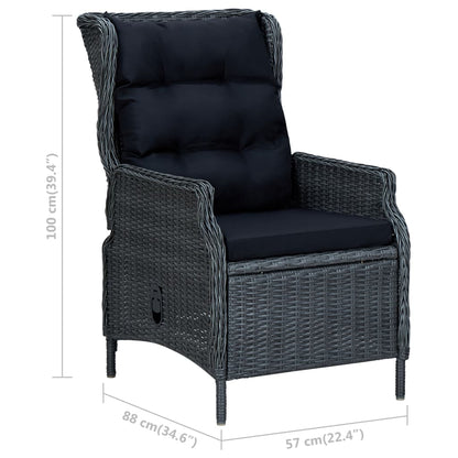 vidaXL Sedia da Giardino Reclinabile e Cuscino Polyrattan Grigio Scuro