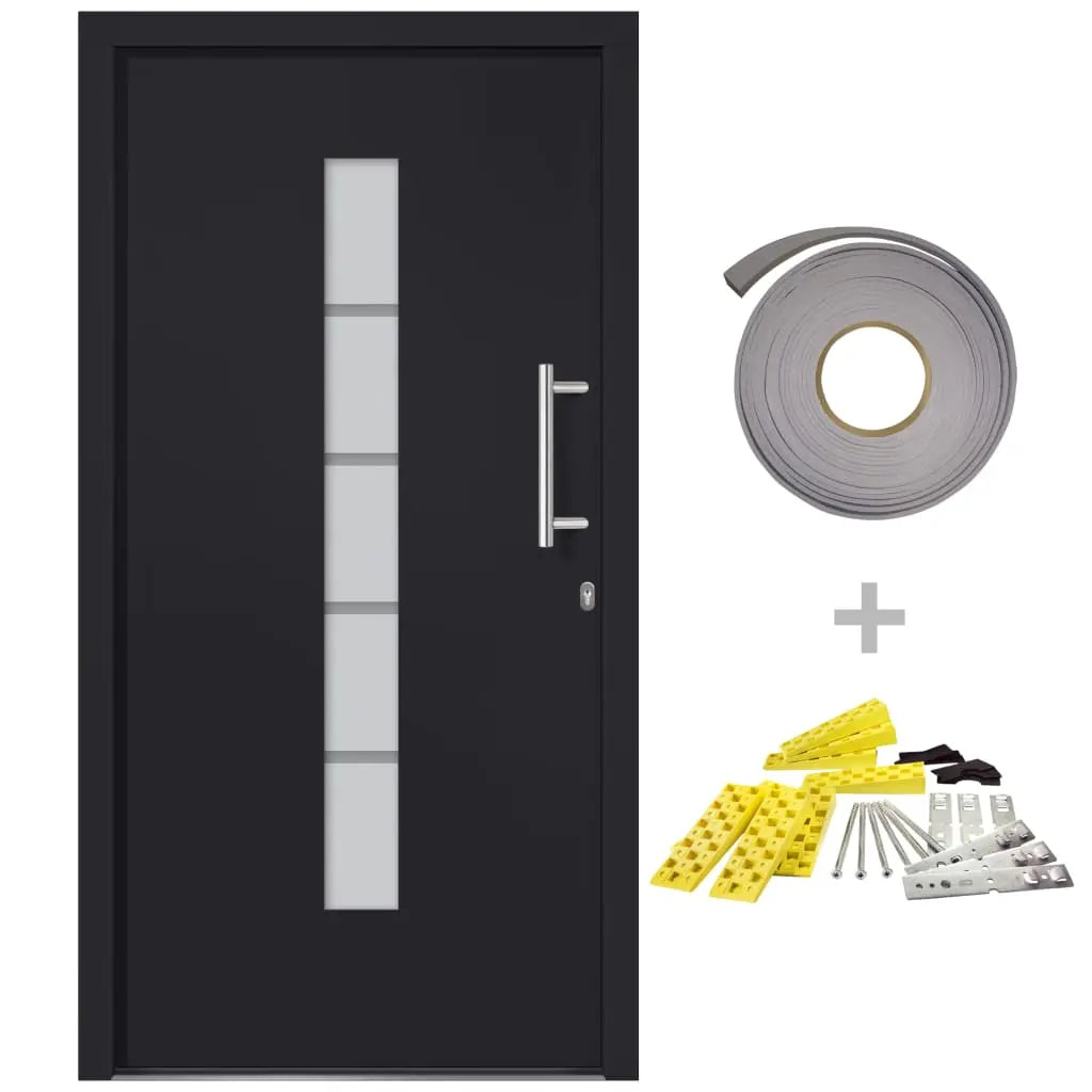 vidaXL Porta d'Ingresso in Alluminio e PVC Antracite 100x200 cm VIDAXL