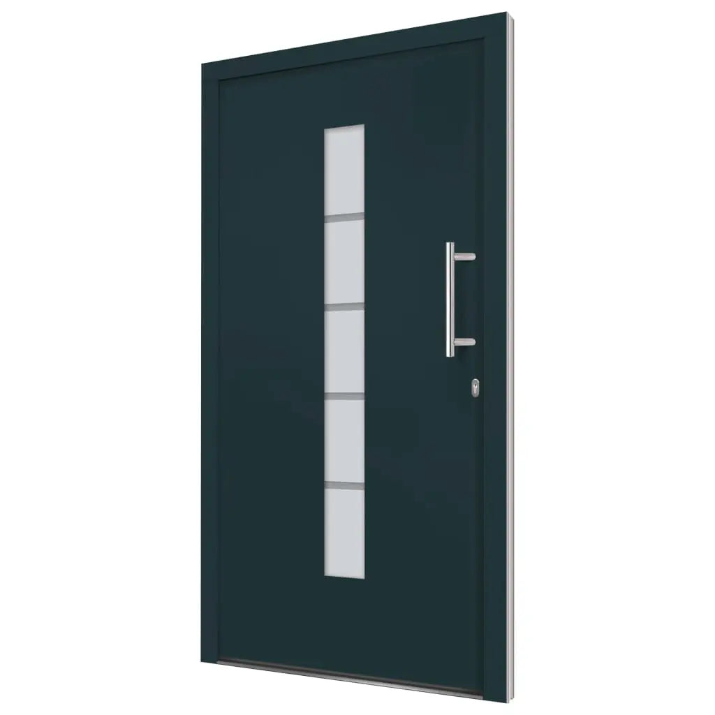vidaXL Porta d'Ingresso in Alluminio e PVC Antracite 100x200 cm VIDAXL