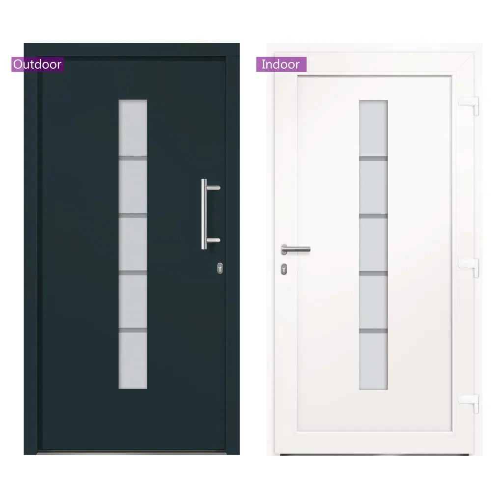 vidaXL Porta d'Ingresso in Alluminio e PVC Antracite 100x200 cm VIDAXL
