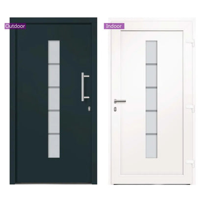 vidaXL Porta d'Ingresso in Alluminio e PVC Antracite 100x200 cm VIDAXL