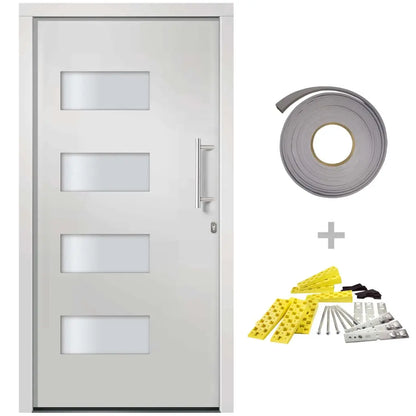 vidaXL Porta d'Ingresso in Alluminio e PVC Bianco 100x210 cm VIDAXL