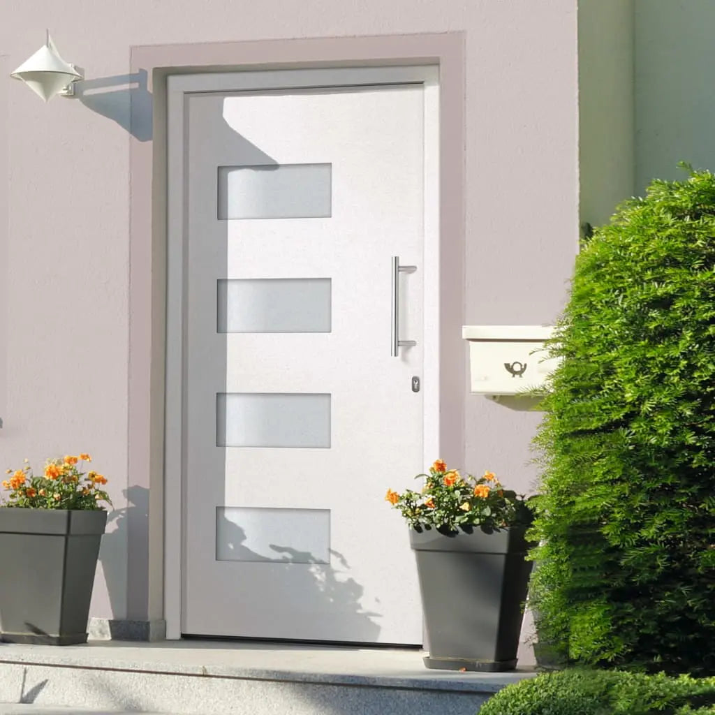vidaXL Porta d'Ingresso in Alluminio e PVC Bianco 100x210 cm VIDAXL