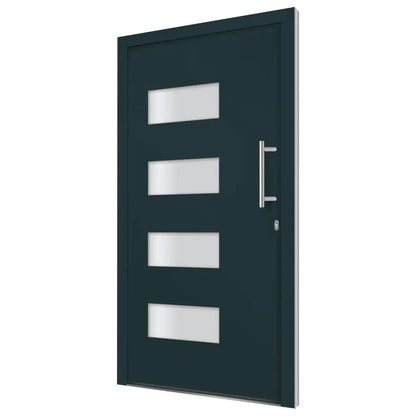 vidaXL Porta d'Ingresso in Alluminio e PVC Antracite 100x210 cm VIDAXL