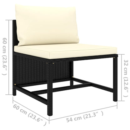 vidaXL Divano Centrale Modulare con Cuscini in Polyrattan Nero