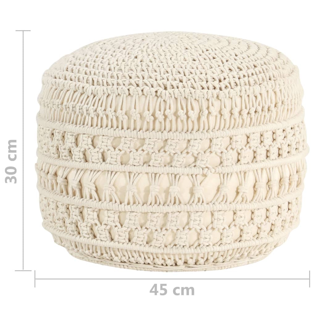 vidaXL Pouf Lavorato a Mano in Macramé 45x30 cm in Cotone